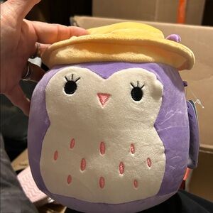 Squishmallows Purple Owl Holly with Yellow Hat